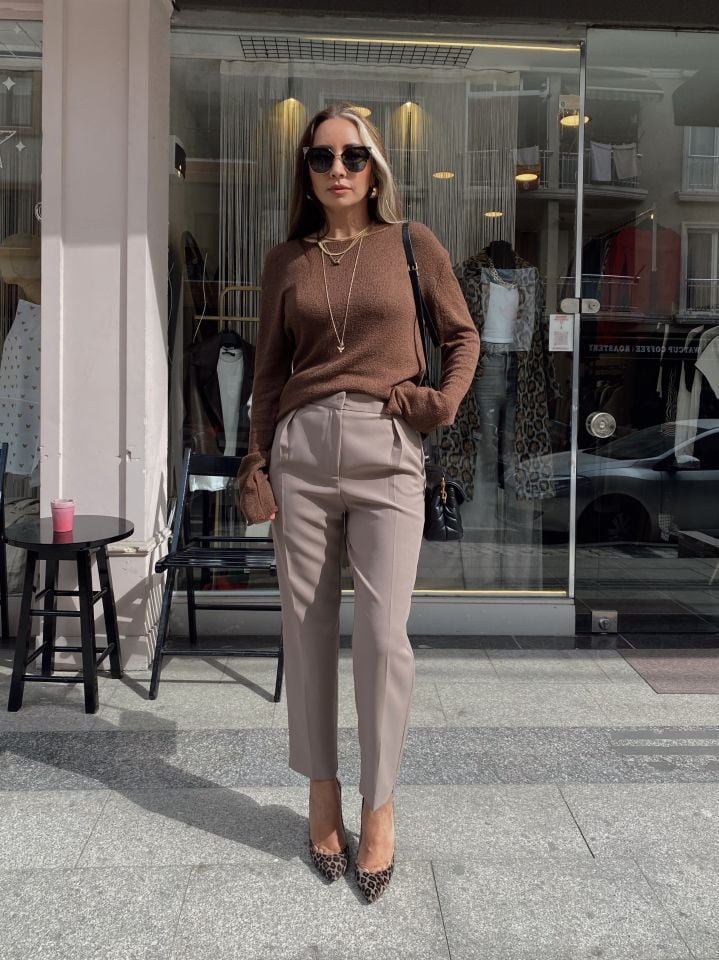 Cepli Kumaş Pantolon Vizon