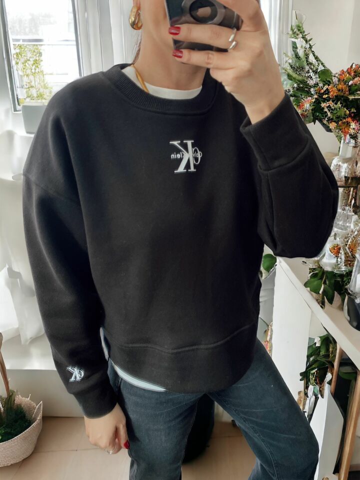 Bisiklet Yaka Sweatshirt Siyah