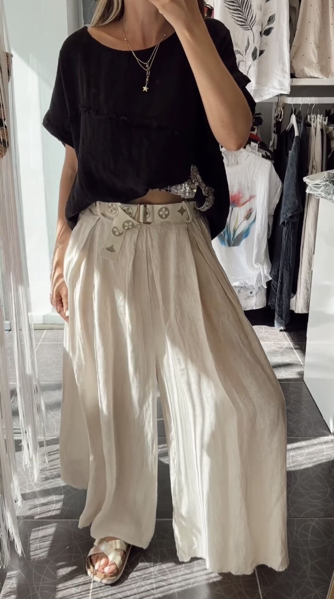 İtalyan Premium Tasarım Keten Pantolon Bej