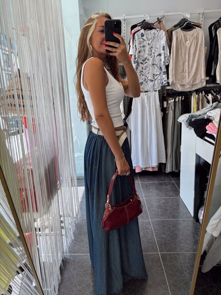İtalyan Premium Tasarım Kemerli Tencel Pantolon Lacivert