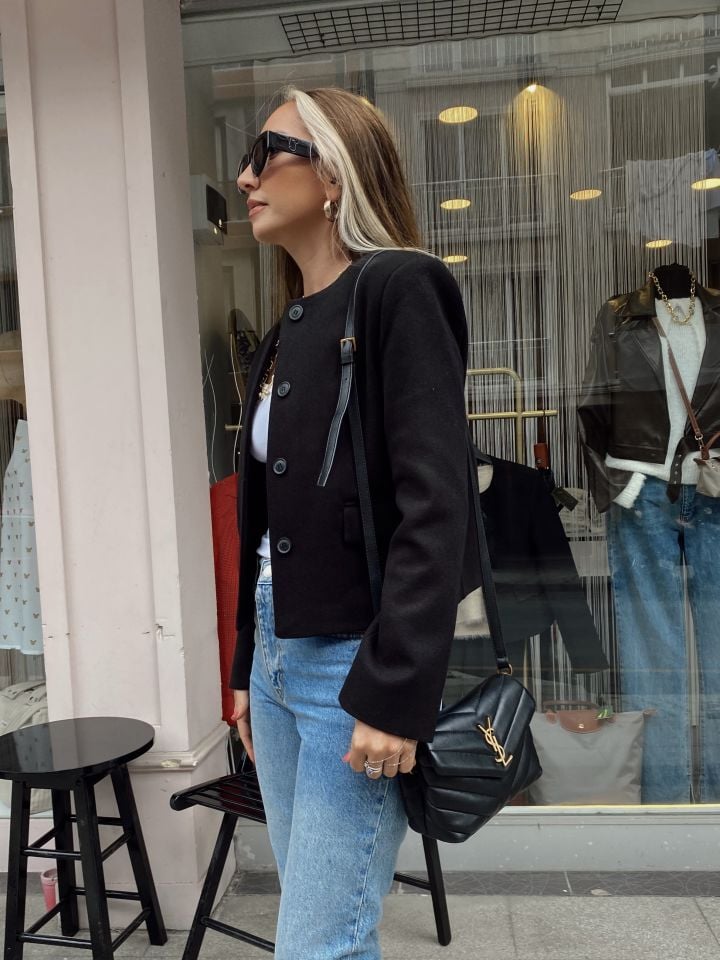 Marka Muadili Kaşe Ceket Siyah