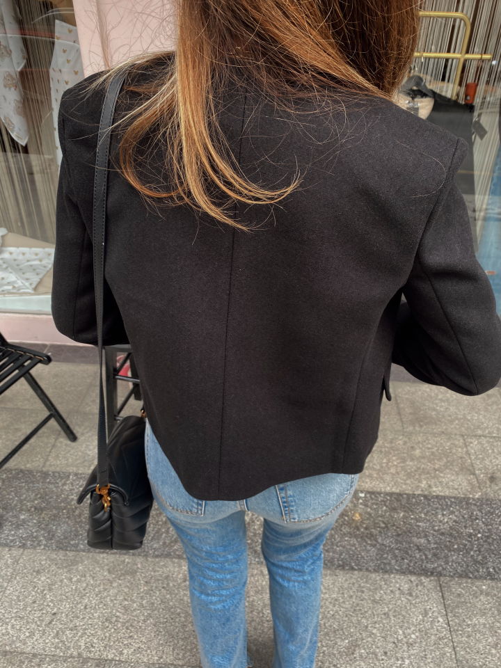 Marka Muadili Kaşe Ceket Siyah