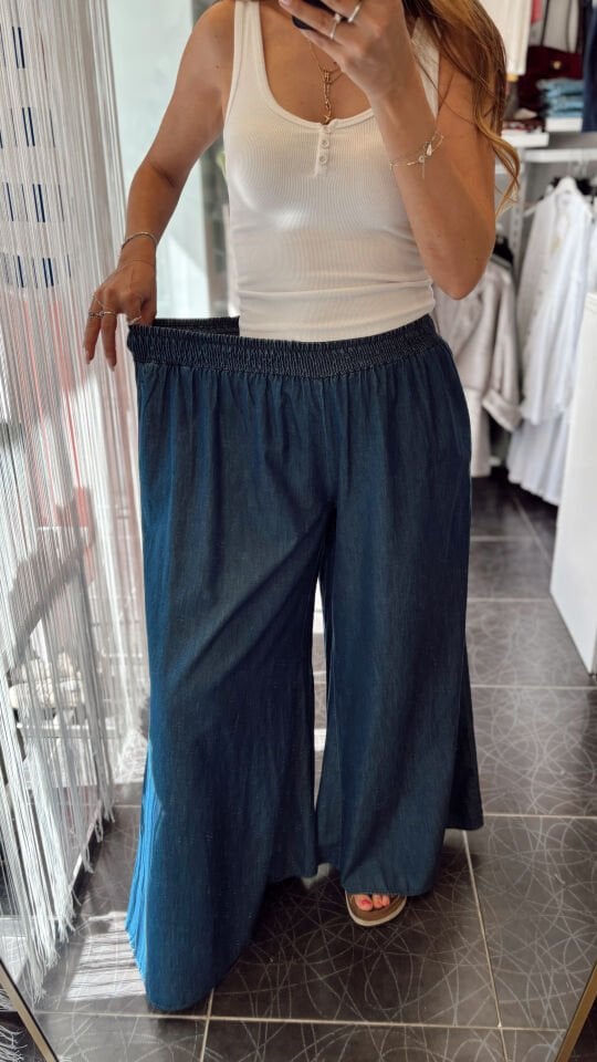 İthal Beli Lastikli İnce Kot Pantolon Lacivert