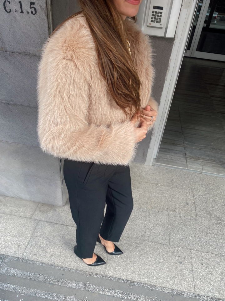 Suni Kürklü Kısa Ceket Kahve