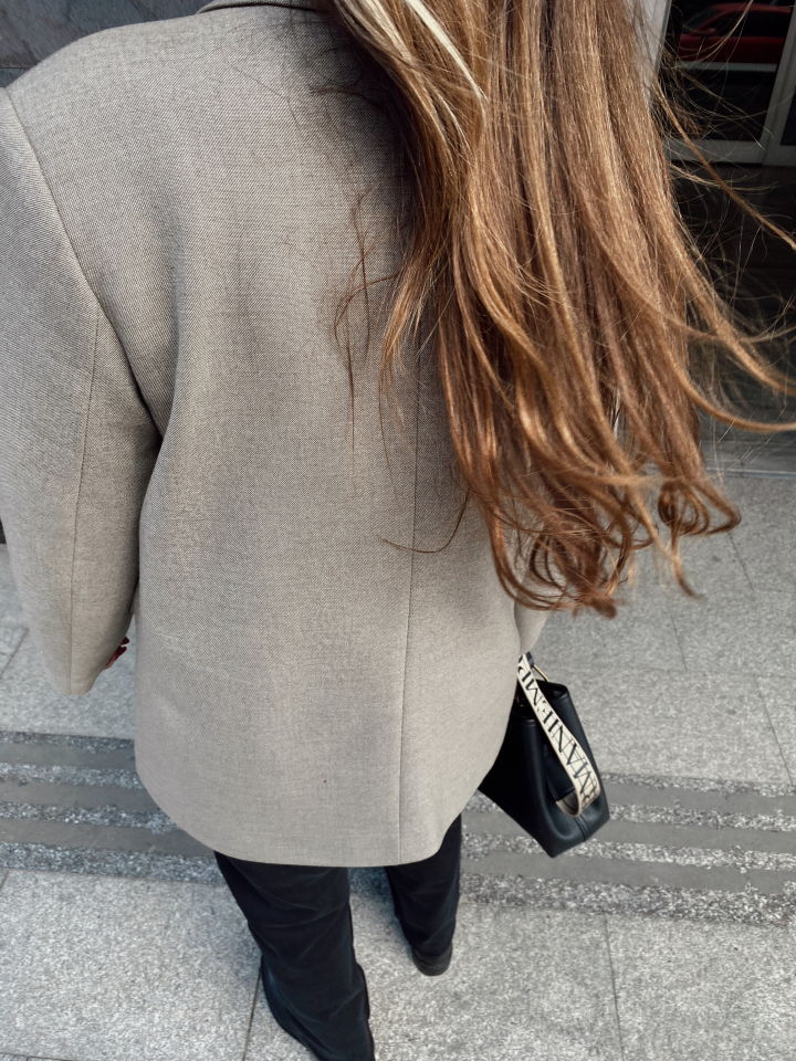 Premium Blazer Ceket Taş Camel
