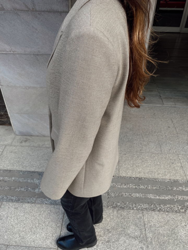 Premium Blazer Ceket Taş Camel