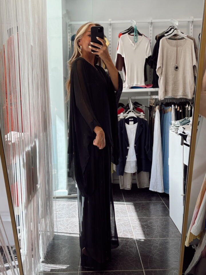 İthal Bisiklet Yaka İpek Bluz Siyah