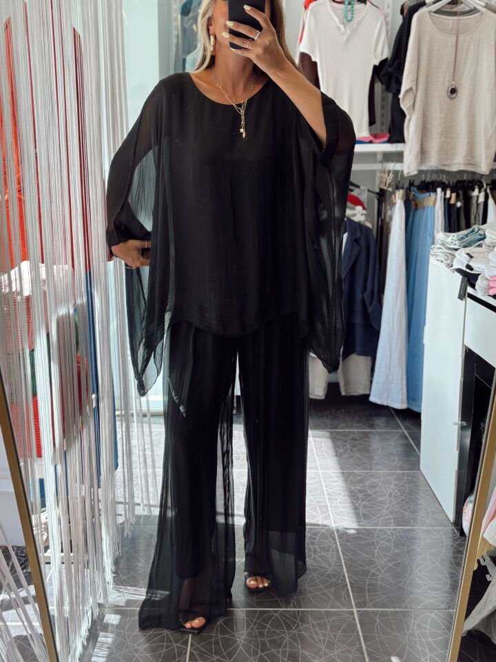 İthal İpek Pantolon Siyah