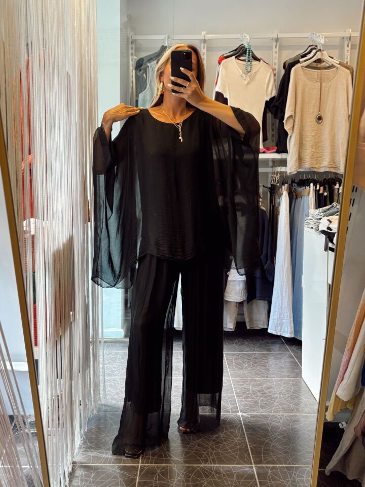 İthal İpek Pantolon Siyah