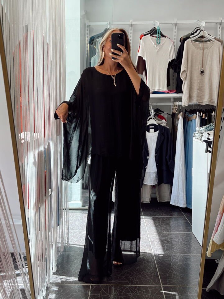 İthal İpek Pantolon Siyah