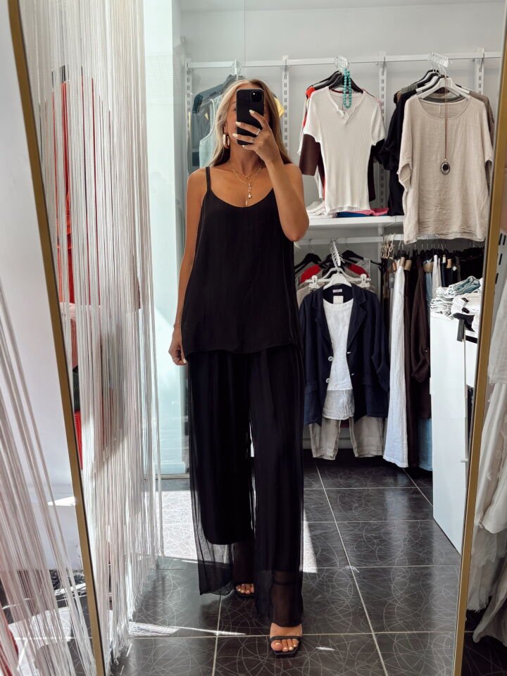 İthal İpek Pantolon Siyah