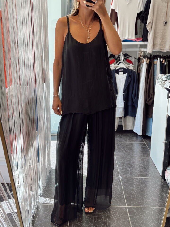 İthal İpek Pantolon Siyah