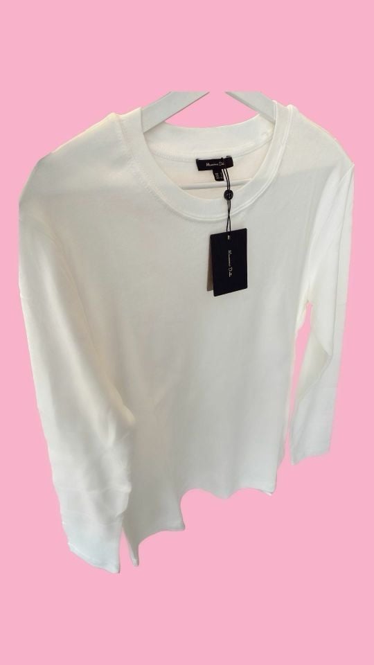 Basic Beyaz Uzun Kol Sweatshirt