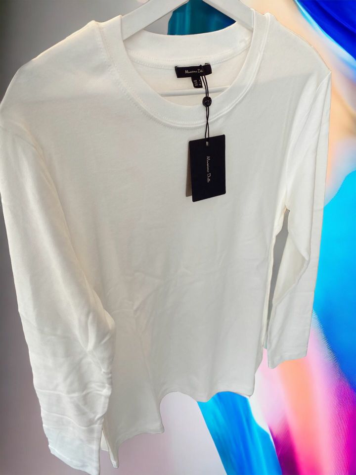 Basic Beyaz Uzun Kol Sweatshirt