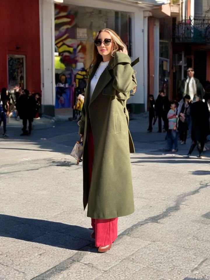 Premium Yünlü Oversize Kaban Haki
