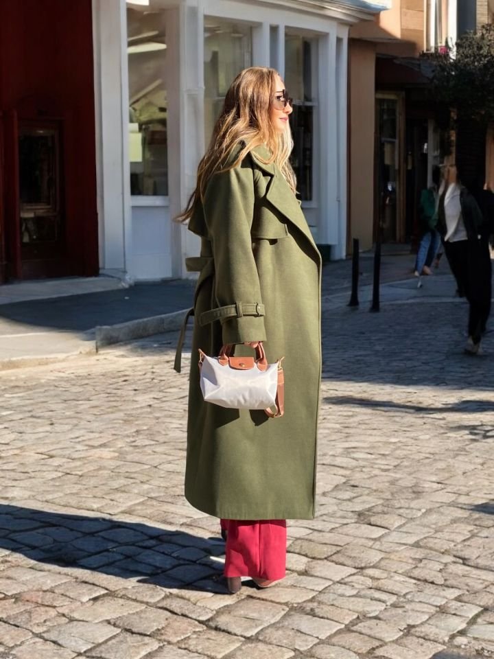 Premium Yünlü Oversize Kaban Haki