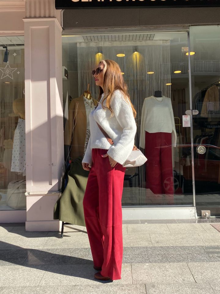 Premium Süet Pantolon Bordo