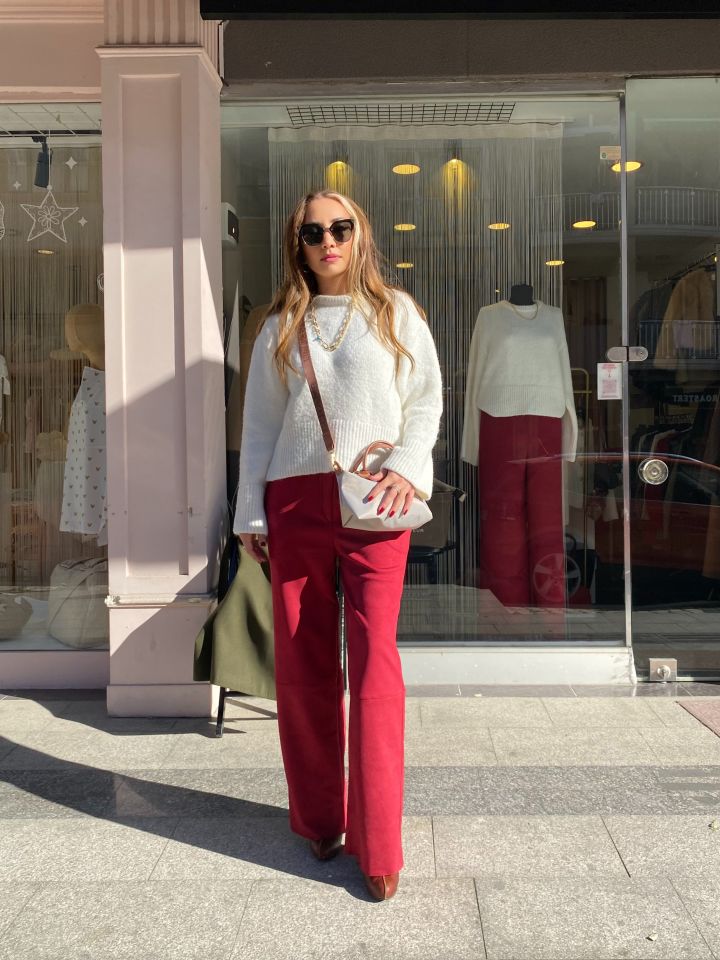 Premium Süet Pantolon Bordo