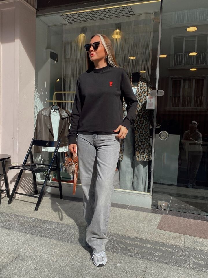 Kalpli Sweatshirt Siyah