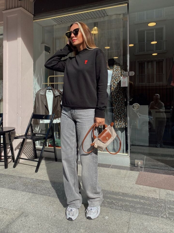 Kalpli Sweatshirt Siyah