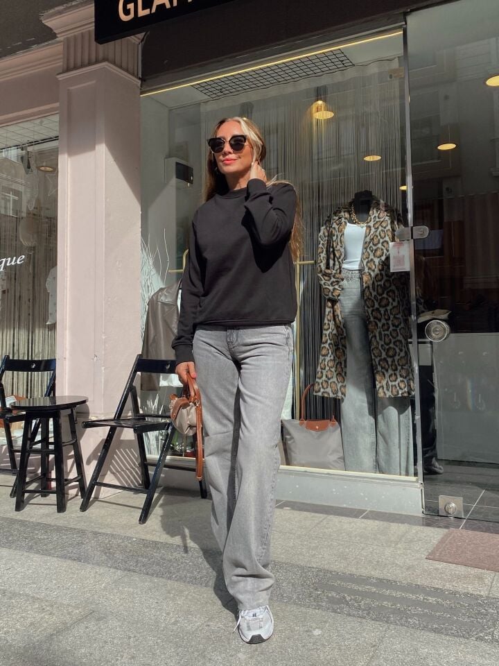 Kalpli Sweatshirt Siyah