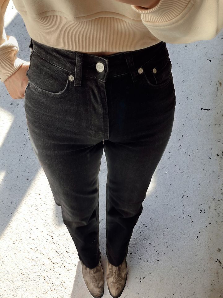 Yüksek Bel Straight Leg Fit Siyah Pantolon