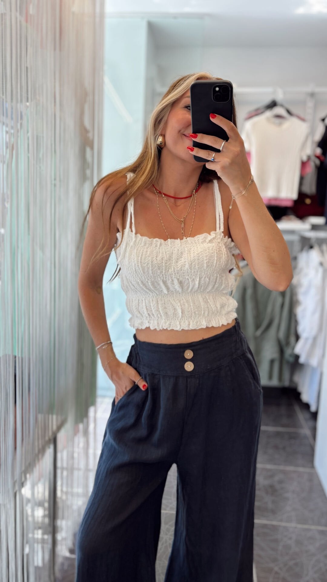 İp Askılı lastikli Crop Top