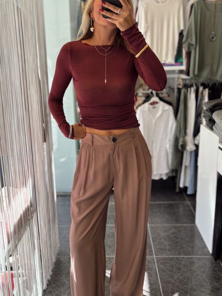 Premium Modal Kaşmir Hafif Bluz Bordo