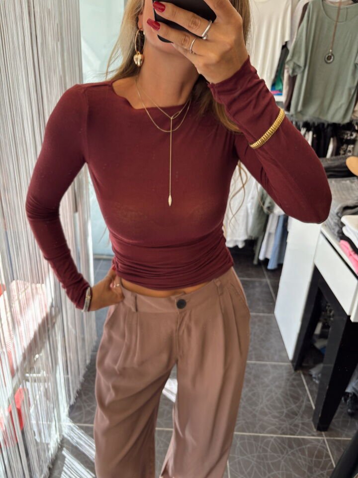 Premium Modal Kaşmir Hafif Bluz Bordo