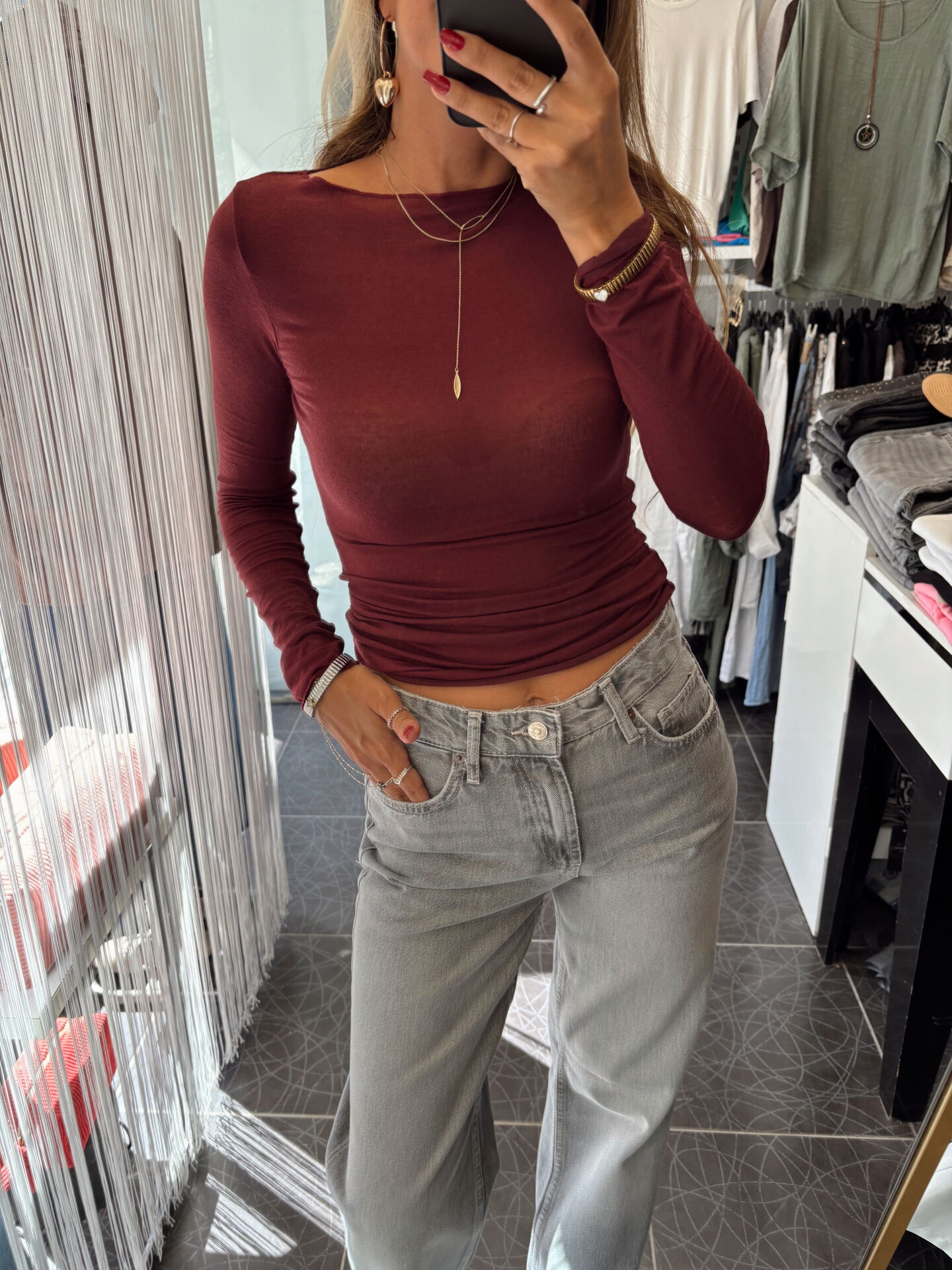 Premium Modal Kaşmir Hafif Bluz Bordo