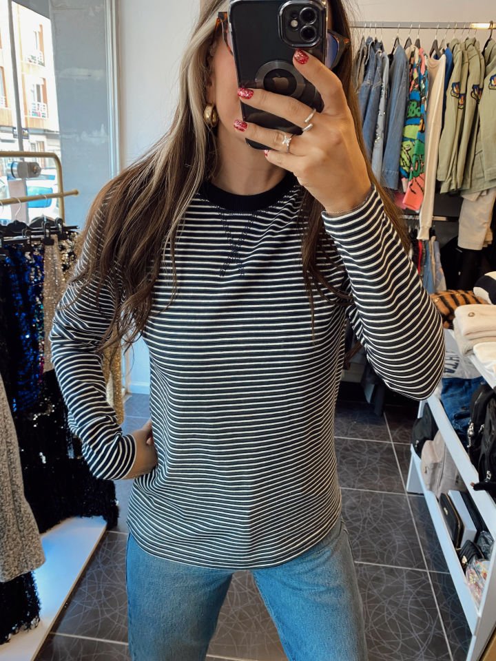 Çizgili Sweatshirt Lacivert
