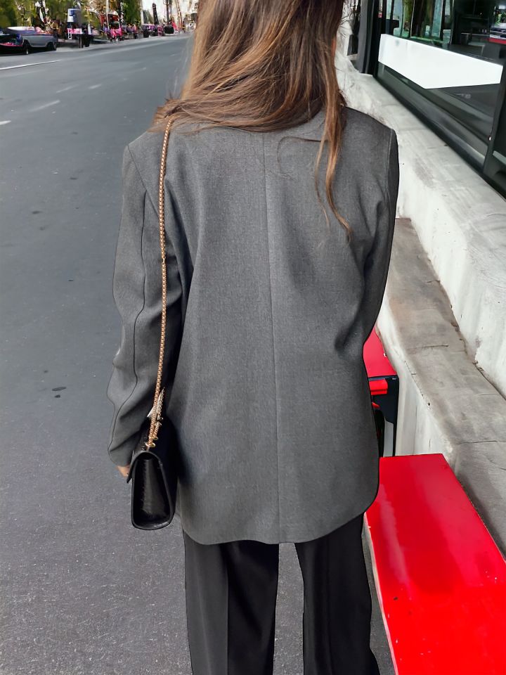 Premium Blazer Ceket Gri