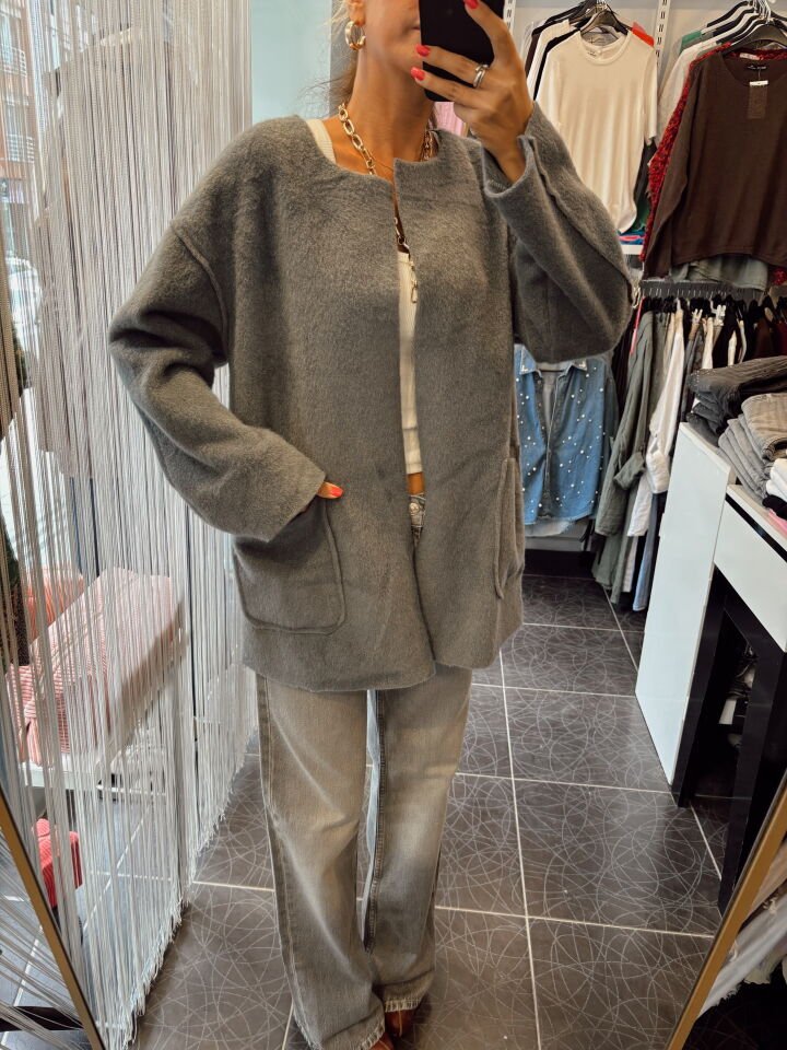 İthal Cepli Ceket Siyah Gri