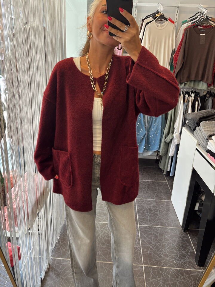 İthal Cepli Ceket Siyah Bordo