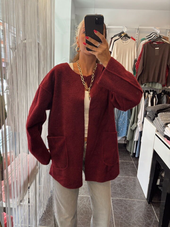 İthal Cepli Ceket Siyah Bordo