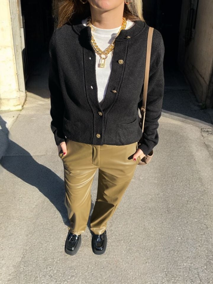 Suni Deri Straight  Pantolon Haki