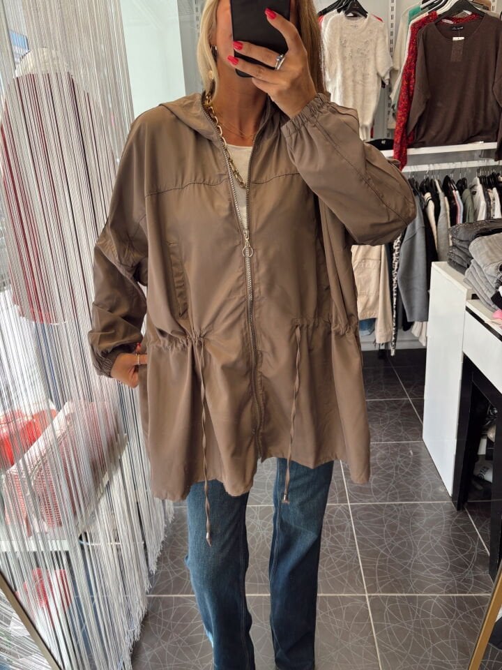 İthal Kapüşonlu Vizon Yağmurluk