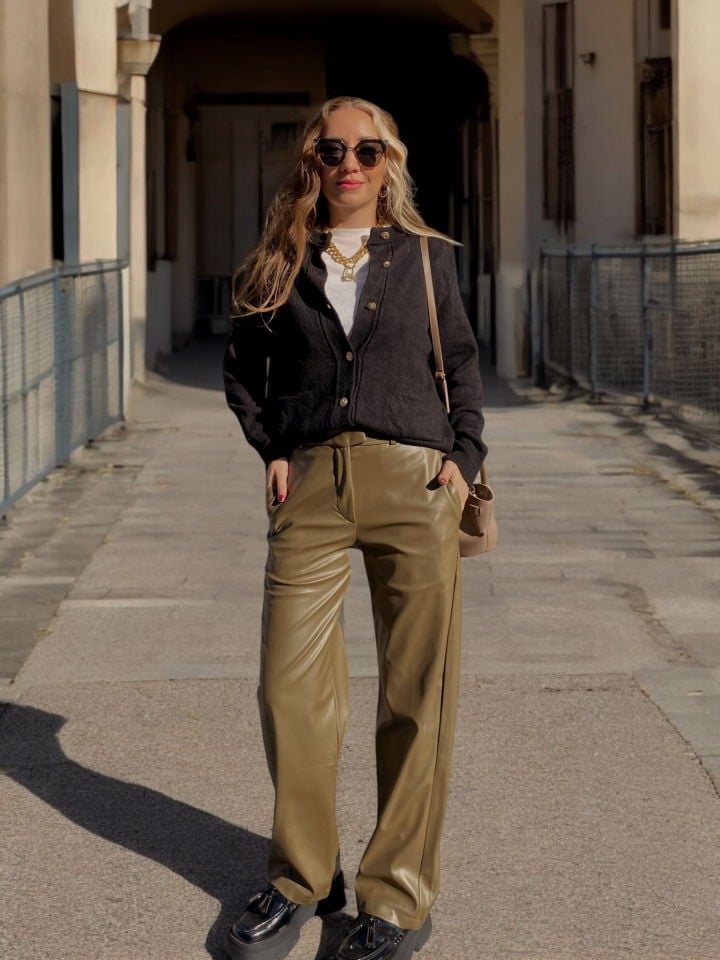 Suni Deri Straight  Pantolon Haki