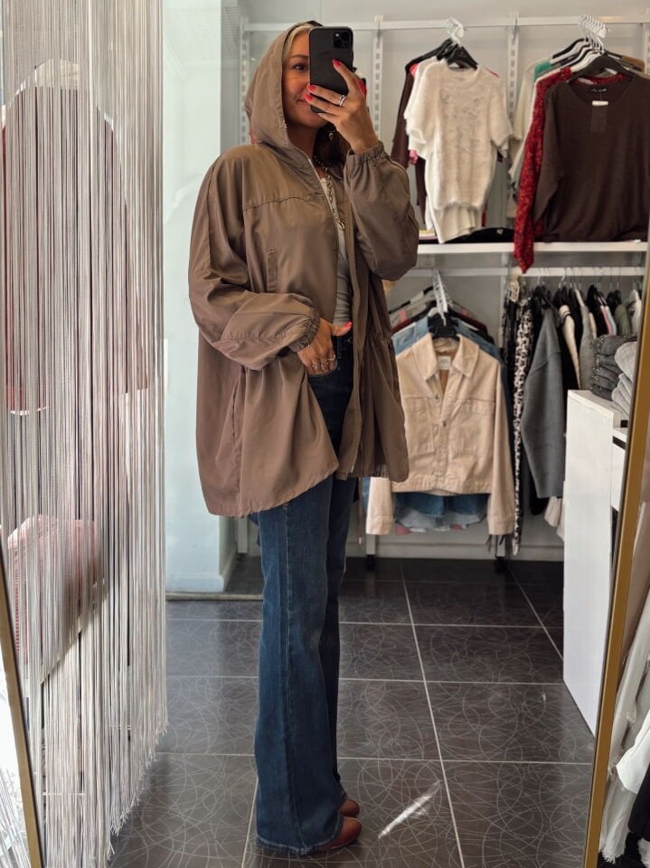 İthal Kapüşonlu Vizon Yağmurluk