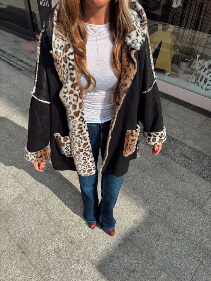 İthal Premium Çift Taraflı Leopar Nubuk Kaban