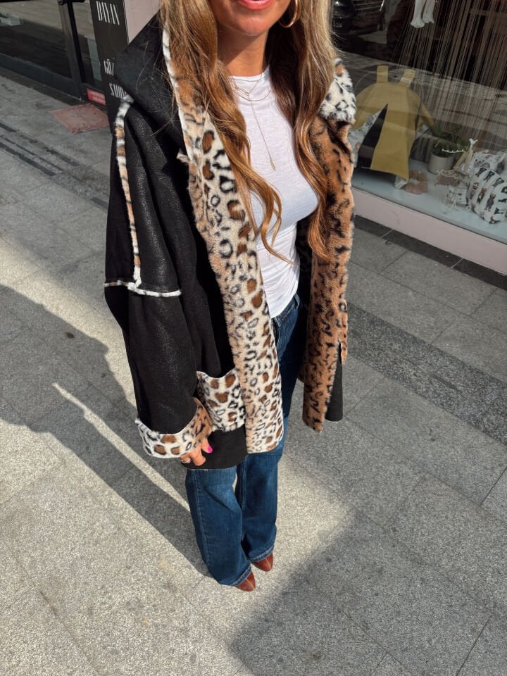 İthal Premium Çift Taraflı Leopar Nubuk Kaban