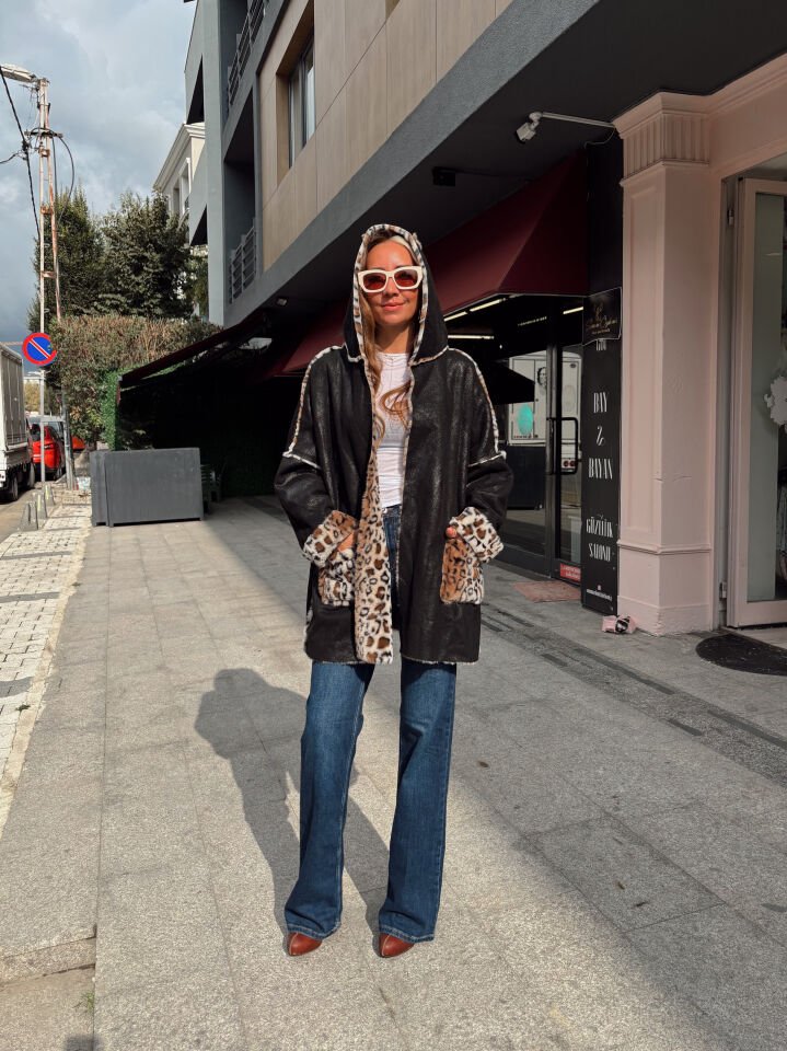 İthal Premium Çift Taraflı Leopar Nubuk Kaban