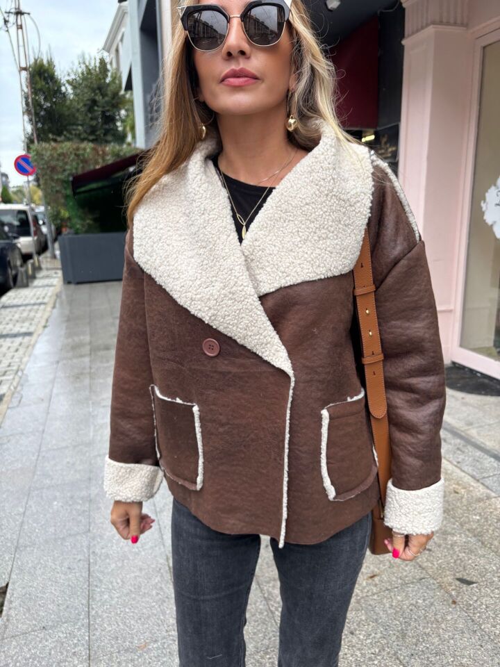 İthal Kürklü Nubuk Ceket