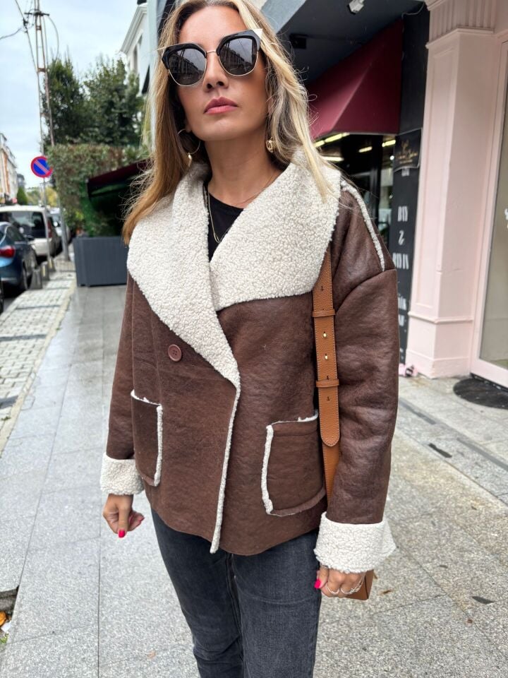 İthal Kürklü Nubuk Ceket