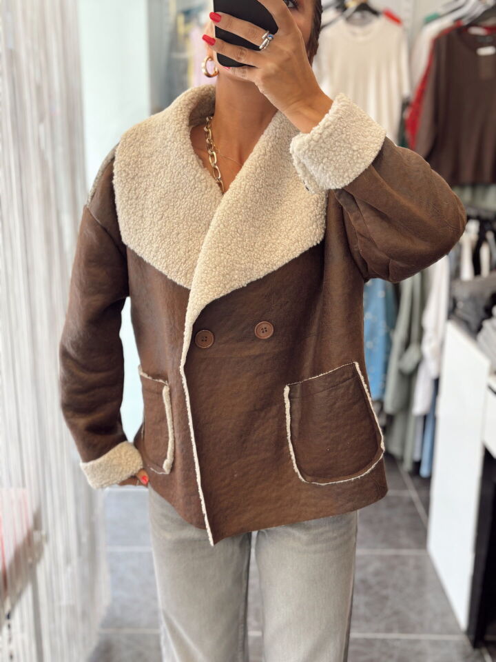 İthal Kürklü Nubuk Ceket