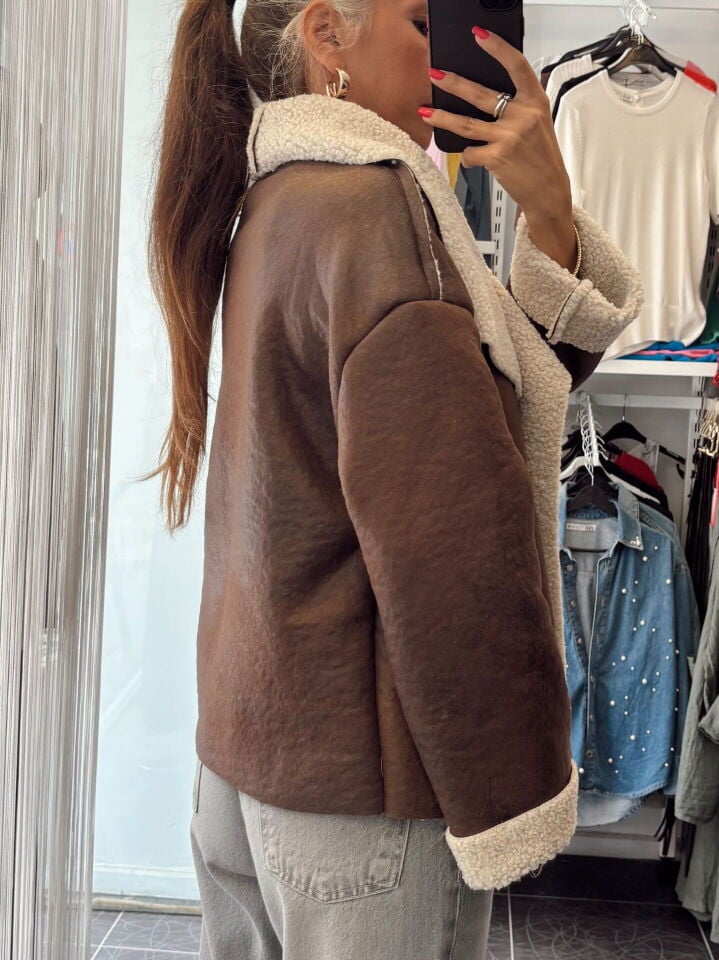 İthal Kürklü Nubuk Ceket