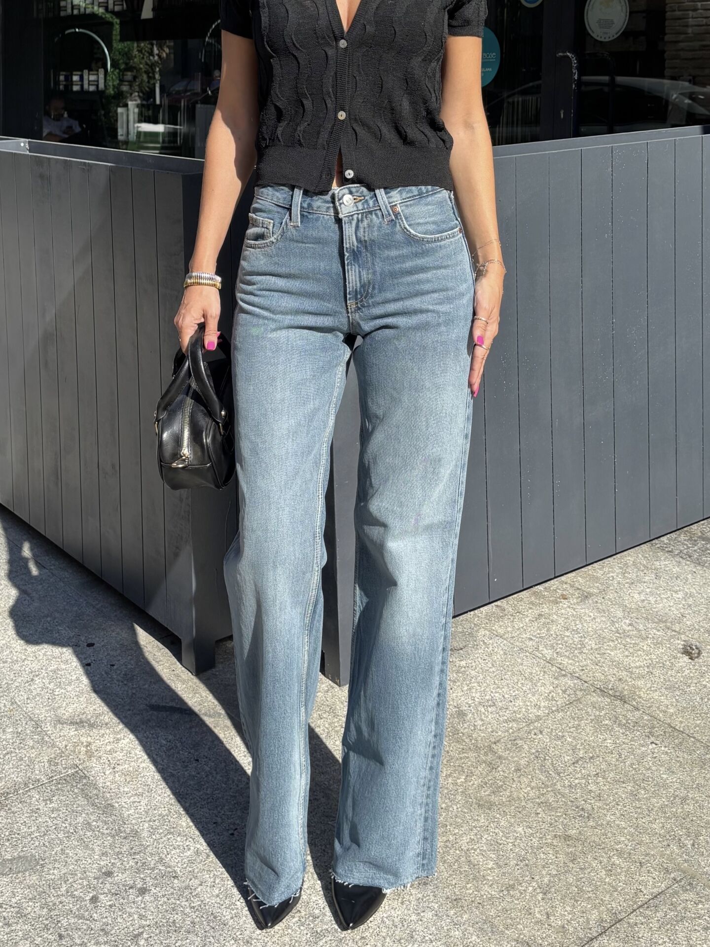 Orj. Wide Leg Taşlanmış Açık Mavi Jean Pantolon