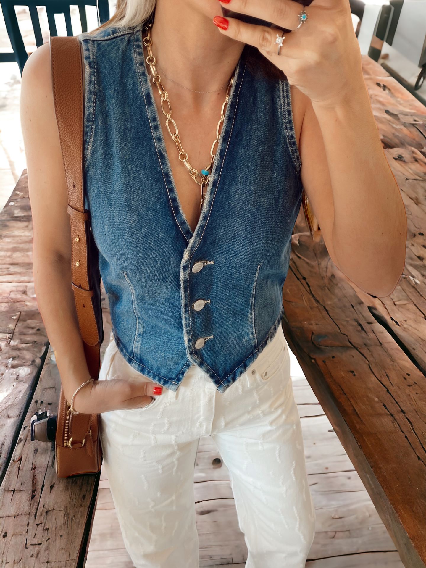 Retro Denim Yelek
