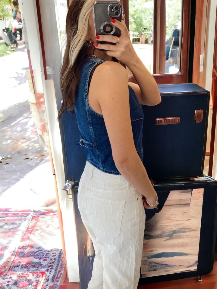 Koyu Mavi Denim Yelek