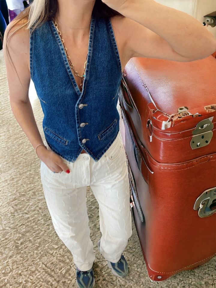 Koyu Mavi Denim Yelek